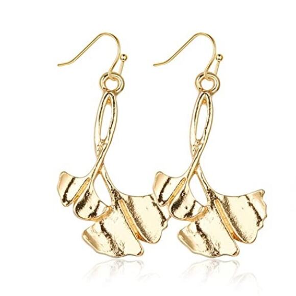 Ginkgo leaf Drop Earrings - Picture 1 of 2
